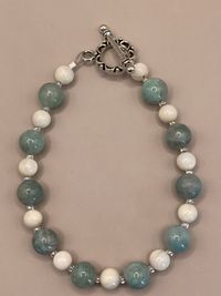 Dyed Quartz and Mother of Pearl Bracelet
