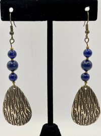 Lapis and white bronze earrings