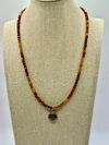 18" ombre garnet necklace with Be Still and Know pendant