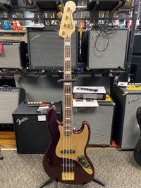 Squier 40th Anniversary Gold Edition Jazz Bass - Ruby Red Metallic