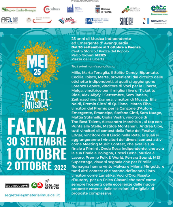 Salve a tutti, Il 1 Ottobre saro' a Faenza al MEI!