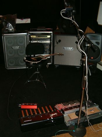 full rehearsal rig 3/09 with ASIA, Sony MD on mic stand, new control platform and StudioLogic MIDI pedals
