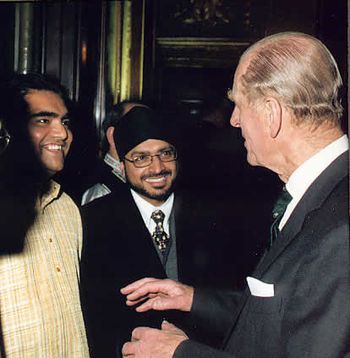 The Duke of Edinburg meeting Kiran after performance at British Common Wealth Party
