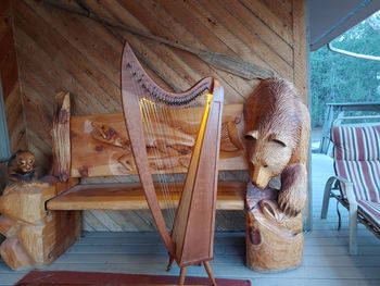My travel harp, the lovely "Lorraine".  She is the one I play on party cruises, and the one I bring to New Mexico for fly fishing
