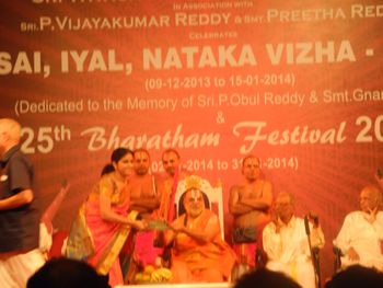 Recieving Best Junior Vocalist Award (female),Thyaga Brahma Gana Sabha,Vani Mahal,2013 December Music Season
