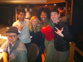 Adam Anders, Deyder Cintron, me, Amy Keys and Storm Lee working on Rock of Ages
