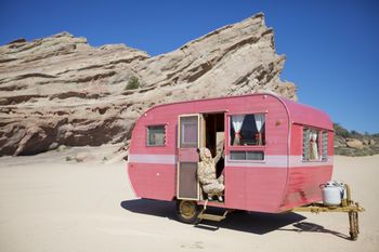 Still from KITTY DECIDES shoot, Vasquez Rocks.
