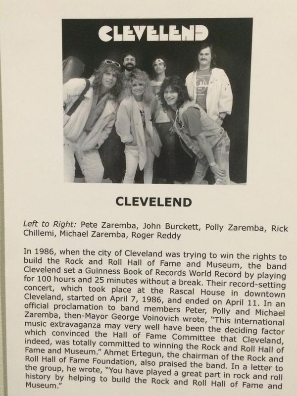 The Clevelend Band Rock N' Roll Hall of Fame Plaque