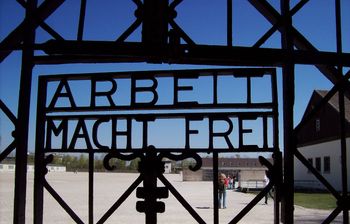 Entrance to Dachau which cynically reads" Work will set you free"
