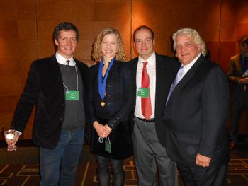 Nick, Joe Raposo Jr. and Bill pose with contest song writing winner for ASCAP
