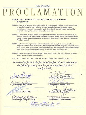 City Council Proclamation: Buskers' Week, 2004
