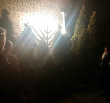 menorah in front of shul
