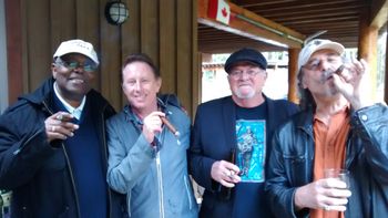 Smoking big cigars with Kenny 'Blues Boss' Wayne, Jack DeKeyzer and Tim Williams, Hornby Island, BC, May 2014.

