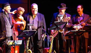 Photo by Eric Thom taken at the 2012 Maple Blues Awards in Toronto. L to R: Al, Shakura S'Aida, Pat Carey, Chris Murphy, Chris Whiteley.
