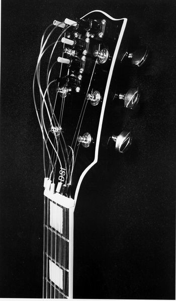 Completed guitar head showing fiber string terminations
