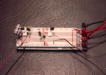 Original breadboard used to test the optical string concept
