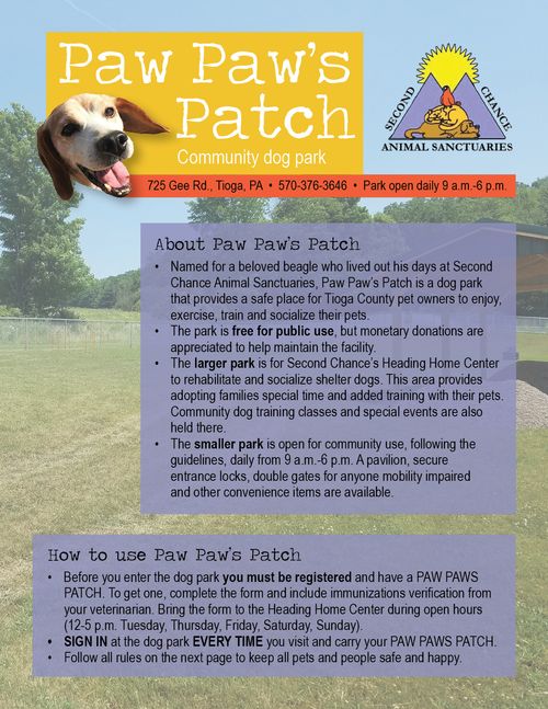 Second Chance Animal Sanctuaries Paw Paw's Patch Dog Park