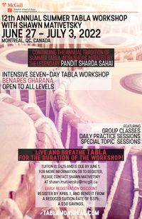 12th Annual Summer Tabla Workshop with Shawn Mativetsky