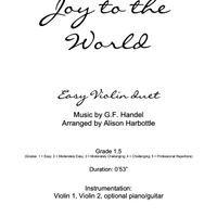 Joy to the World - easy violin duet