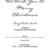 We Wish You a Merry Christmas - easy violin duet