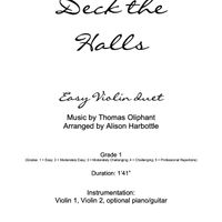 Deck the Halls - easy violin duet