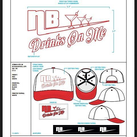 N.B Drinks on me Hat "White and Red"