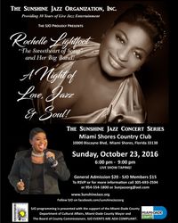 Sunshine Jazz Organization Presents Rochelle Lightfoot Live in Concert