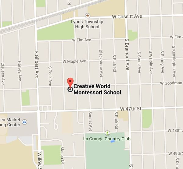 Our School is located on the corner of Goodman and Edgewood in Lagrange, IL.