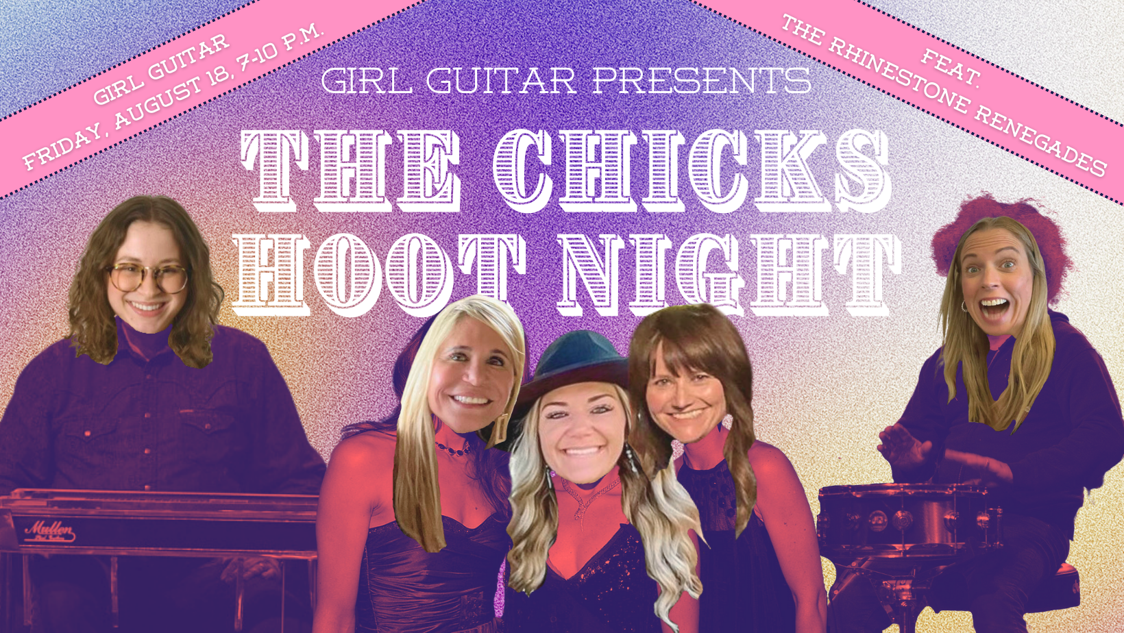 Girl Guitar Presents: The Chicks Hoot Night @ Girl Guitar - Aug 18, 2023,  7:00PM