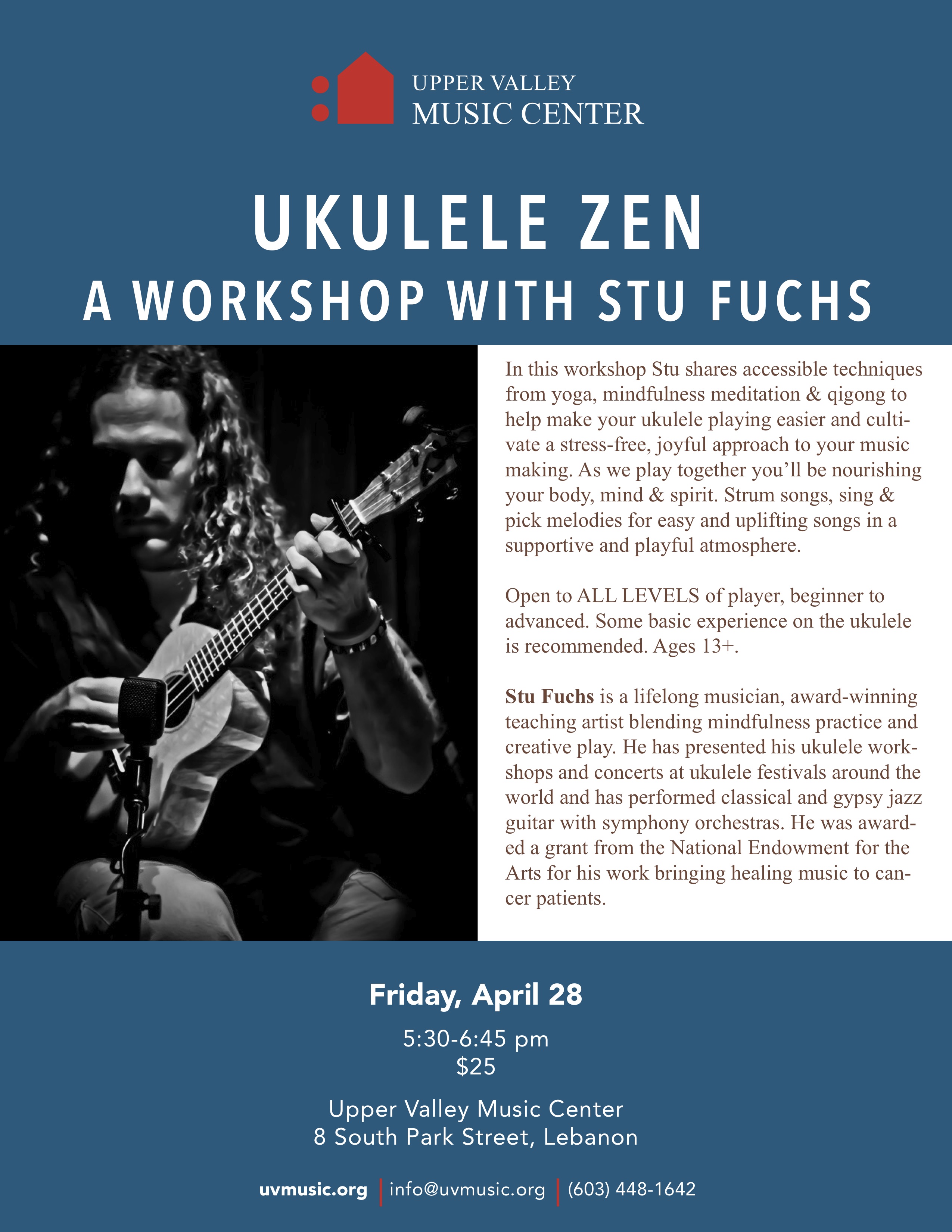 Lebanon NH: Ukulele Zen Workshop @ Upper Valley Music Center - Apr