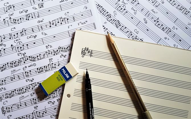 hand-written music sheets for special request music