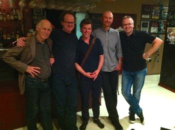 Post-gig shot L-R: Mike Nock, Roger Manins, Cameron Undy, Carl Dewhurst & Dave Goodman @ Venue 505
