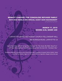 Benefit Concert for Congolese Refugee Family with Don Keeble and special guest Dave Nachmanoff