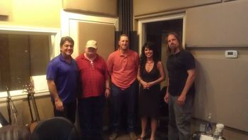 Janice Maynard with Bobby Flores, Randy Reinhard, Jake Hooker and Bobby Jarzombek
