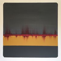 Horizon Line, Red — 20x20 acrylic on canvas