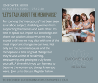 EVENT CANCELLED - Let's Talk About The Menopause - Empower Hour 