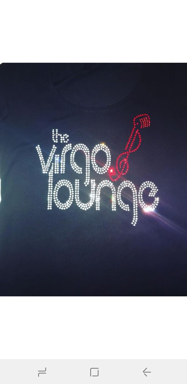 The Virgo Lounge Black Female V-Neck T-shirt (SILVER BLING)