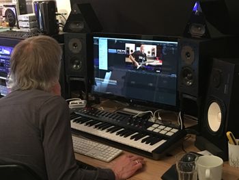 Jan Cyrka editing my Experience Day performance video at Jamtrack Central in London April 11, 2017.
