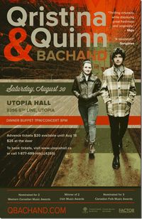 Dinner + Concert with Qristina & Quinn Bachand at Utopia Hall
