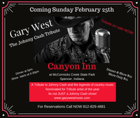 Canyon Inn, IN; Gary West  Acoustic -  Special Cash Tribute