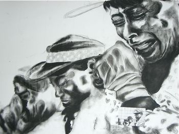 Mourn. Charcoal on paper 34" X 46" SOLD
