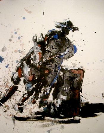 barrel racer ink and acrylic 18" X 30"
