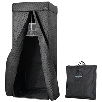 The recording booth for home studios is pretty incredible that such a large booth can fold up and be transported so simply, then be set up again wherever you want. This mini studio booth also
