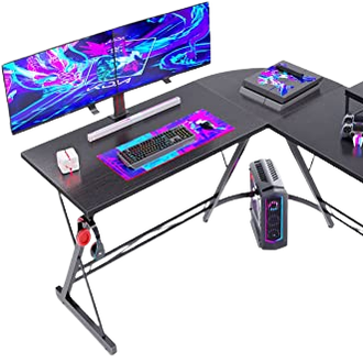 L Shaped Gaming Desk, Home Office Desk with Round Corner, Computer Desk with Large Monitor Stand Desk Workstation