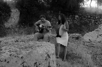 With Umberto Leone, Cave di Cusa, Sicily,  photo by Nino DeMaio
