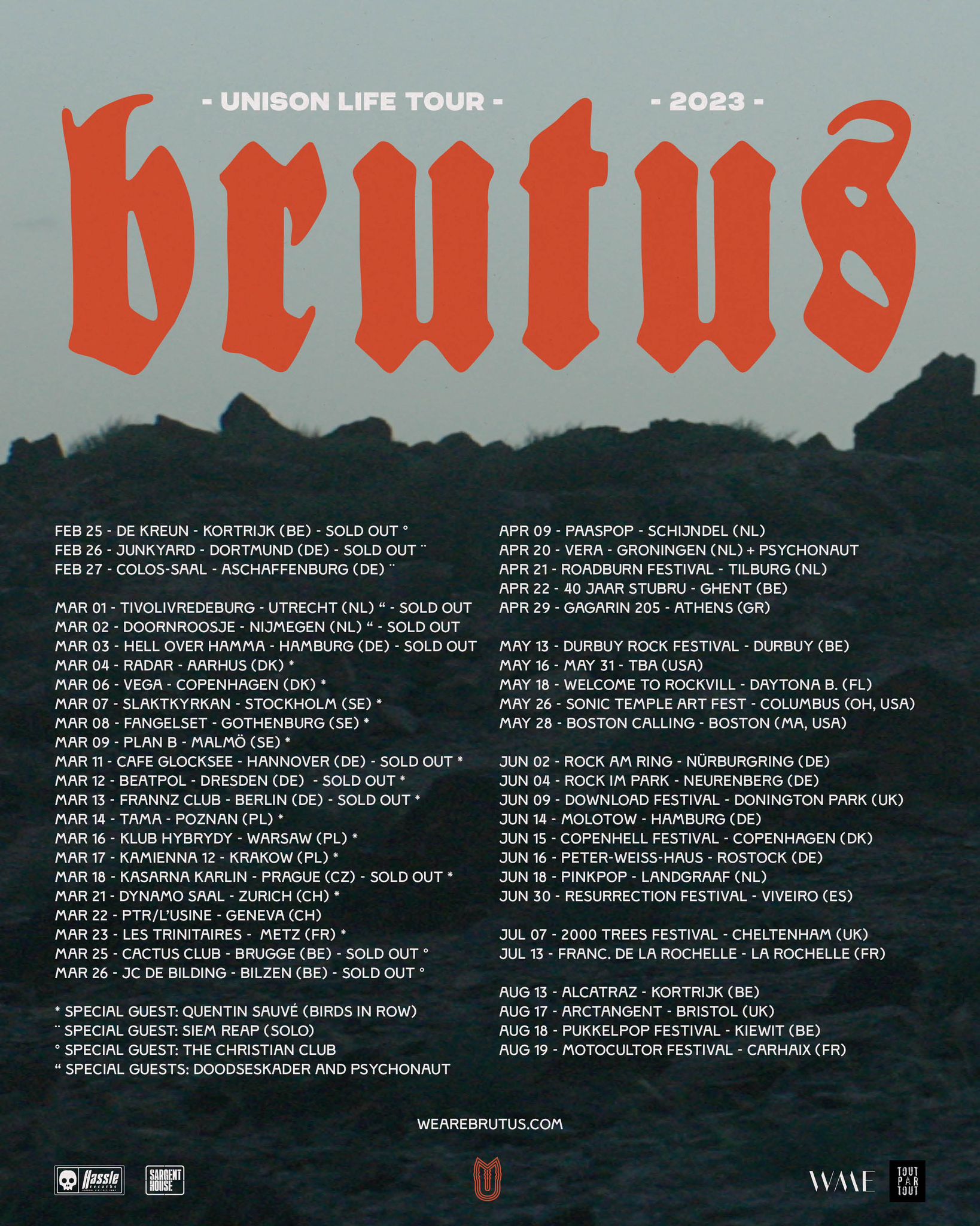BRUTUS SHOWS 2023: MORE DATES ADDED
