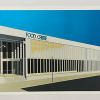 'The Food Centre, Milton Keynes' Giclee Print with Metallic Blue Screen Printed Overlay