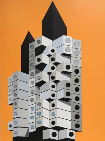 Nakagin Capsule Tower, Tokyo. Acrylic on board. 60cm x 80cm. SOLD
