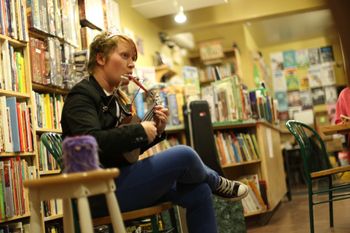 Performing at the Neighbourhood Bookstore and Cafe, Winnipeg, MN, October 2014
