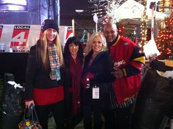 Getting ready to perform on Woodward Avenue for the Thanksgiving Day Parade.
